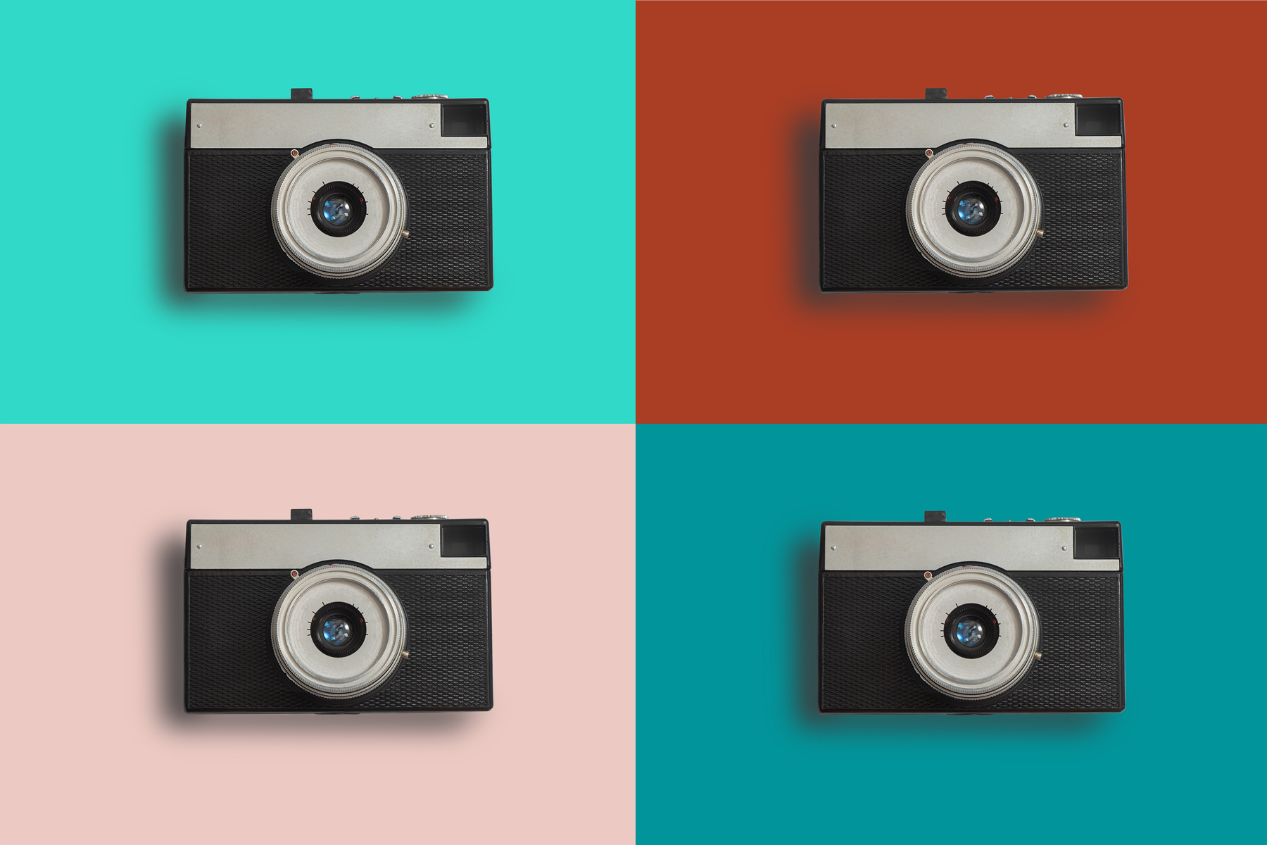Colorful collage with retro vintage photo camera